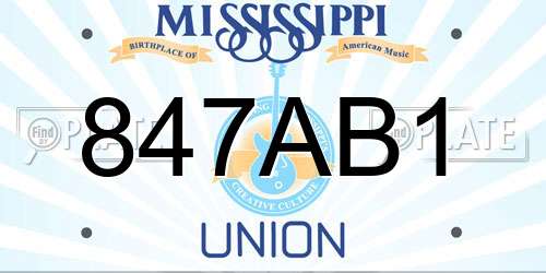 847AB1 Mississippi License Plate