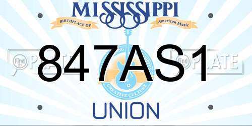 847AS1 Mississippi License Plate