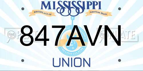 847AVN Mississippi License Plate
