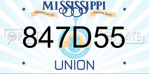 847D55 Mississippi License Plate
