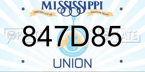 847D85 Mississippi License Plate