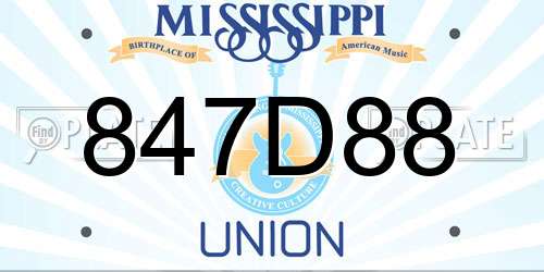 847D88 Mississippi License Plate