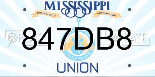 847DB8 Mississippi License Plate