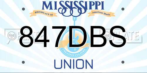 847DBS Mississippi License Plate