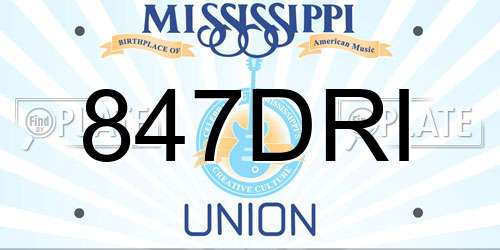 847DRI Mississippi License Plate