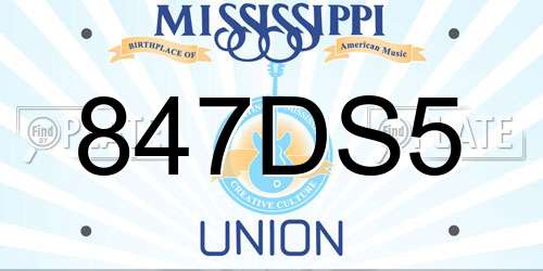 847DS5 Mississippi License Plate