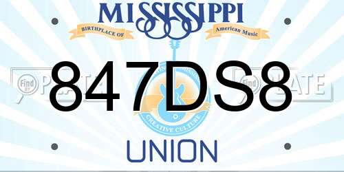 847DS8 Mississippi License Plate