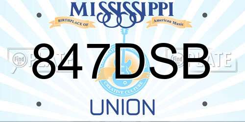 847DSB Mississippi License Plate