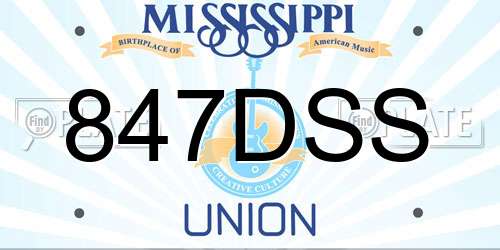847DSS Mississippi License Plate