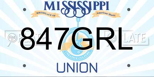 847GRL Mississippi License Plate