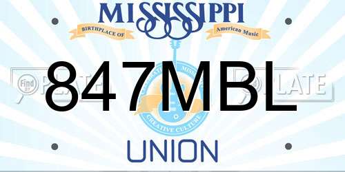 847MBL Mississippi License Plate