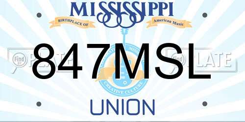 847MSL Mississippi License Plate