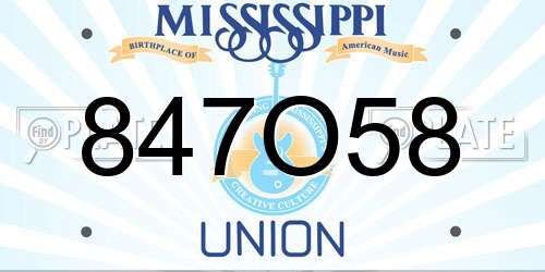 847O58 Mississippi License Plate