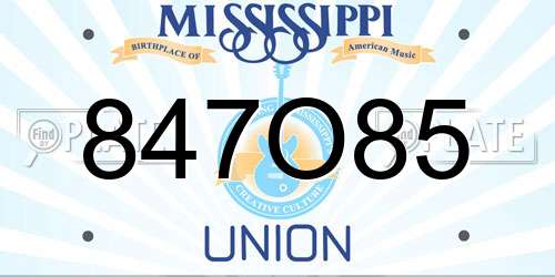 847O85 Mississippi License Plate