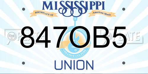 847OB5 Mississippi License Plate