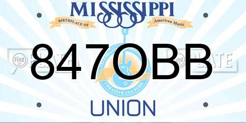 847OBB Mississippi License Plate