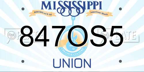 847OS5 Mississippi License Plate