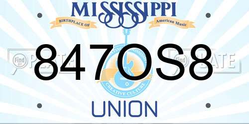 847OS8 Mississippi License Plate
