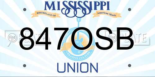 847OSB Mississippi License Plate