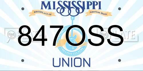 847OSS Mississippi License Plate