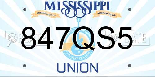 847QS5 Mississippi License Plate