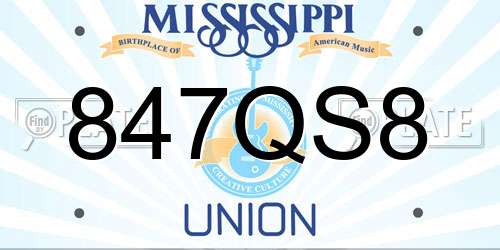 847QS8 Mississippi License Plate