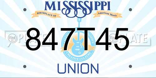 847T45 Mississippi License Plate