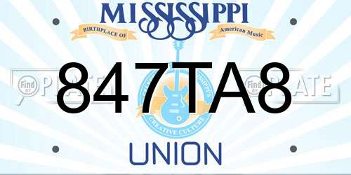 847TA8 Mississippi License Plate