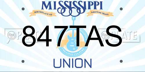 847TAS Mississippi License Plate