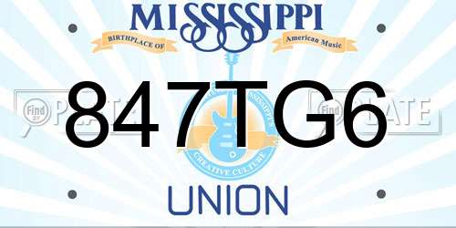 847TG6 Mississippi License Plate