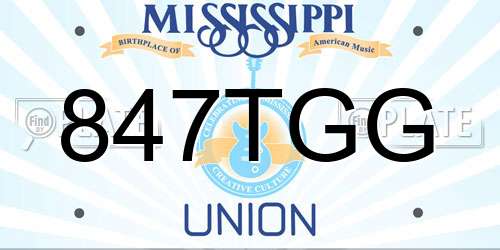 847TGG Mississippi License Plate