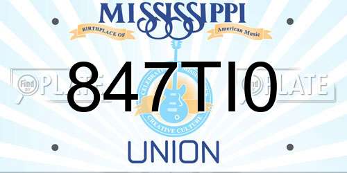 847TI0 Mississippi License Plate