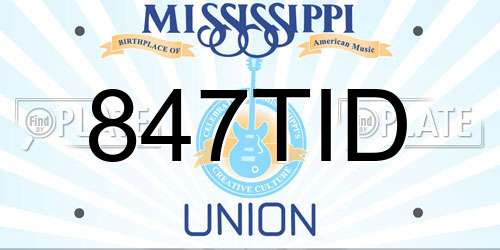 847TID Mississippi License Plate
