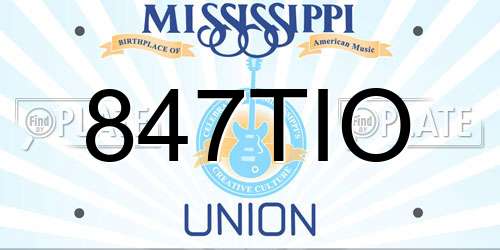 847TIO Mississippi License Plate