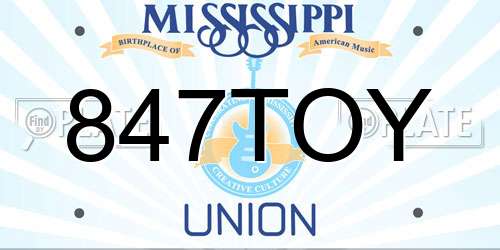 847TOY Mississippi License Plate