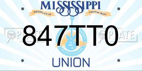 847TT0 Mississippi License Plate