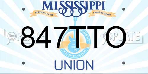 847TTO Mississippi License Plate