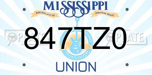 847TZ0 Mississippi License Plate
