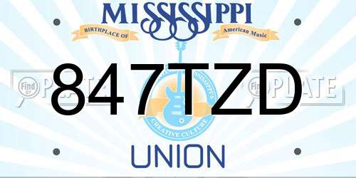 847TZD Mississippi License Plate