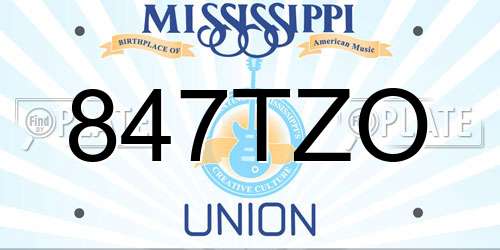 847TZO Mississippi License Plate