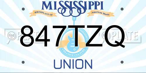 847TZQ Mississippi License Plate