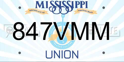 847VMM Mississippi License Plate