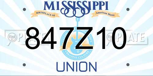 847Z10 Mississippi License Plate