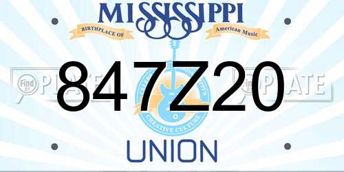 847Z20 Mississippi License Plate