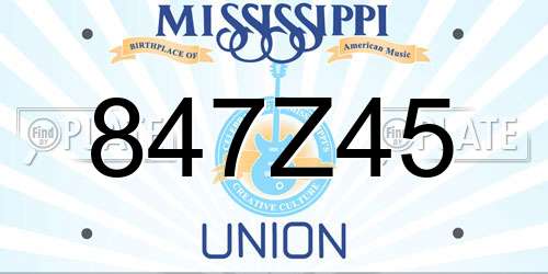 847Z45 Mississippi License Plate