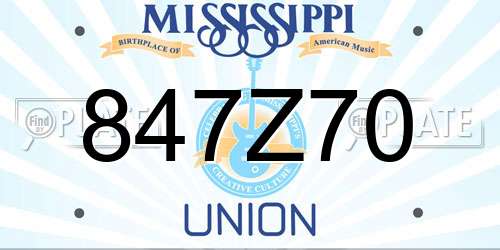 847Z70 Mississippi License Plate