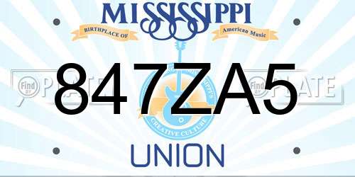 847ZA5 Mississippi License Plate