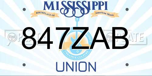 847ZAB Mississippi License Plate
