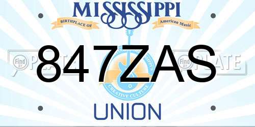 847ZAS Mississippi License Plate