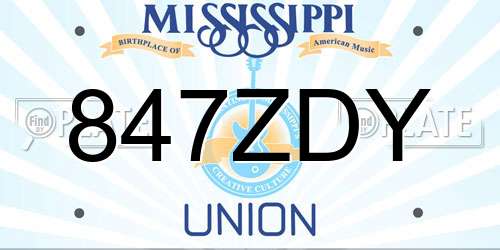 847ZDY Mississippi License Plate